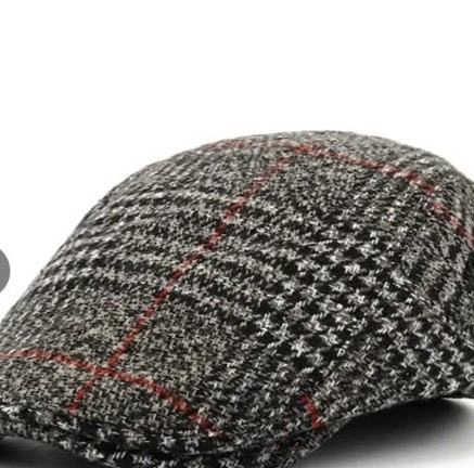 Houndstooth Flat Cap — Black & White