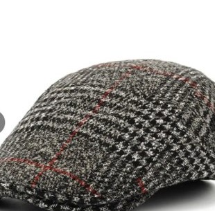 Houndstooth Flat Cap — Grey