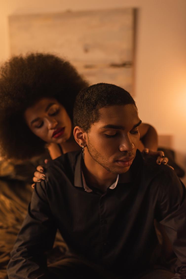 Intimate interior portrait in warm amber light